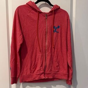 Rogue Red Hoodie with Blue Sleeve Logo